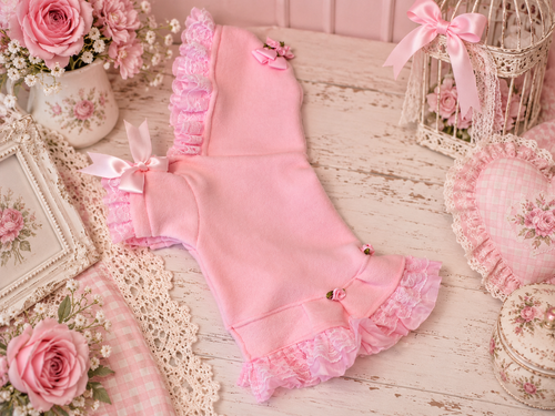 Baby pink fleece ruffles and bows dog sweater hoodie