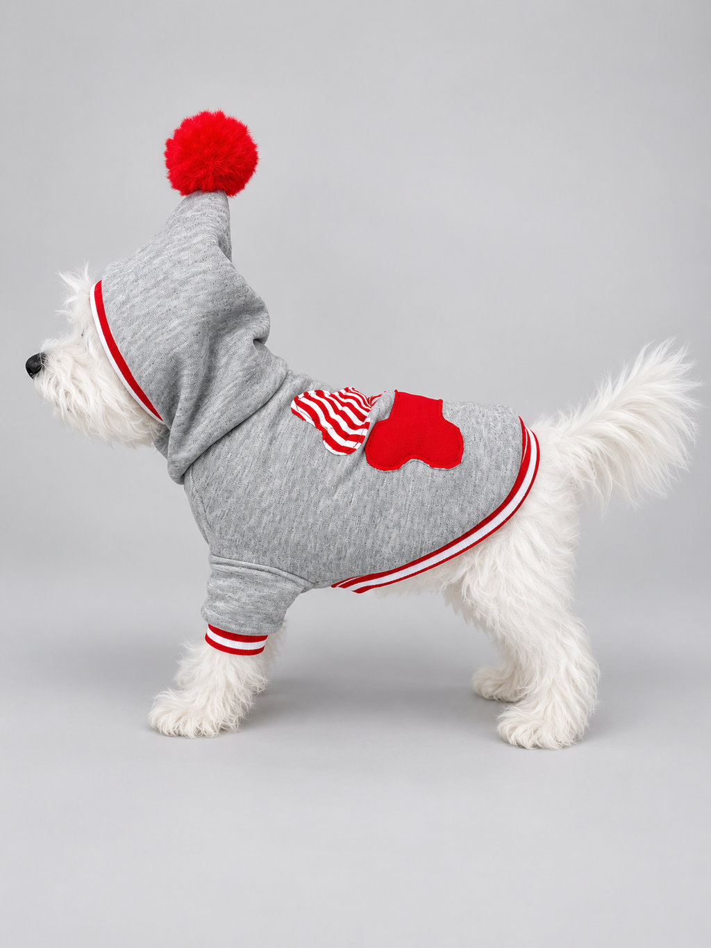 Heather Gray Bone Patches Dog Hoodie