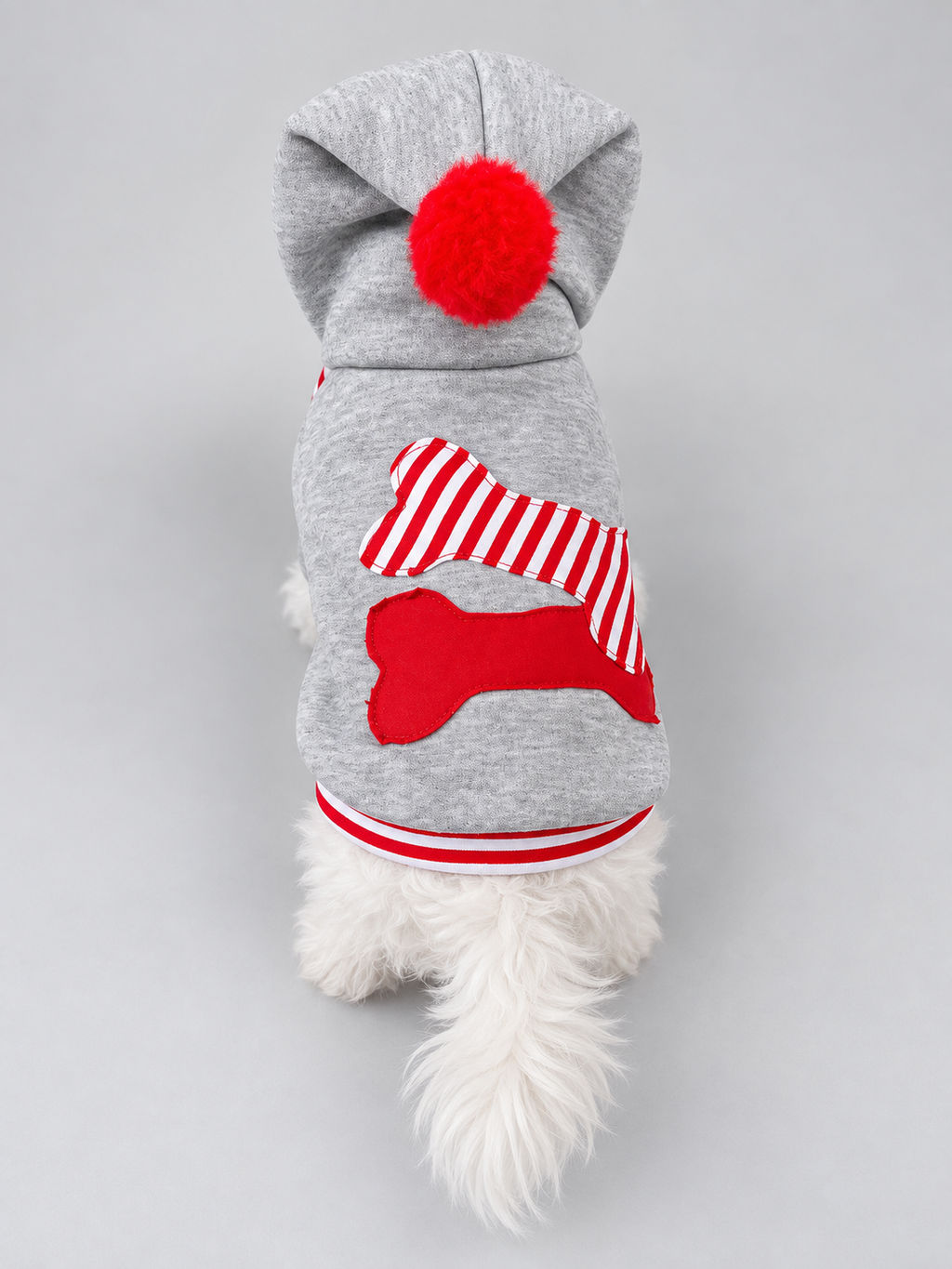 Heather Gray Bone Patches Dog Hoodie