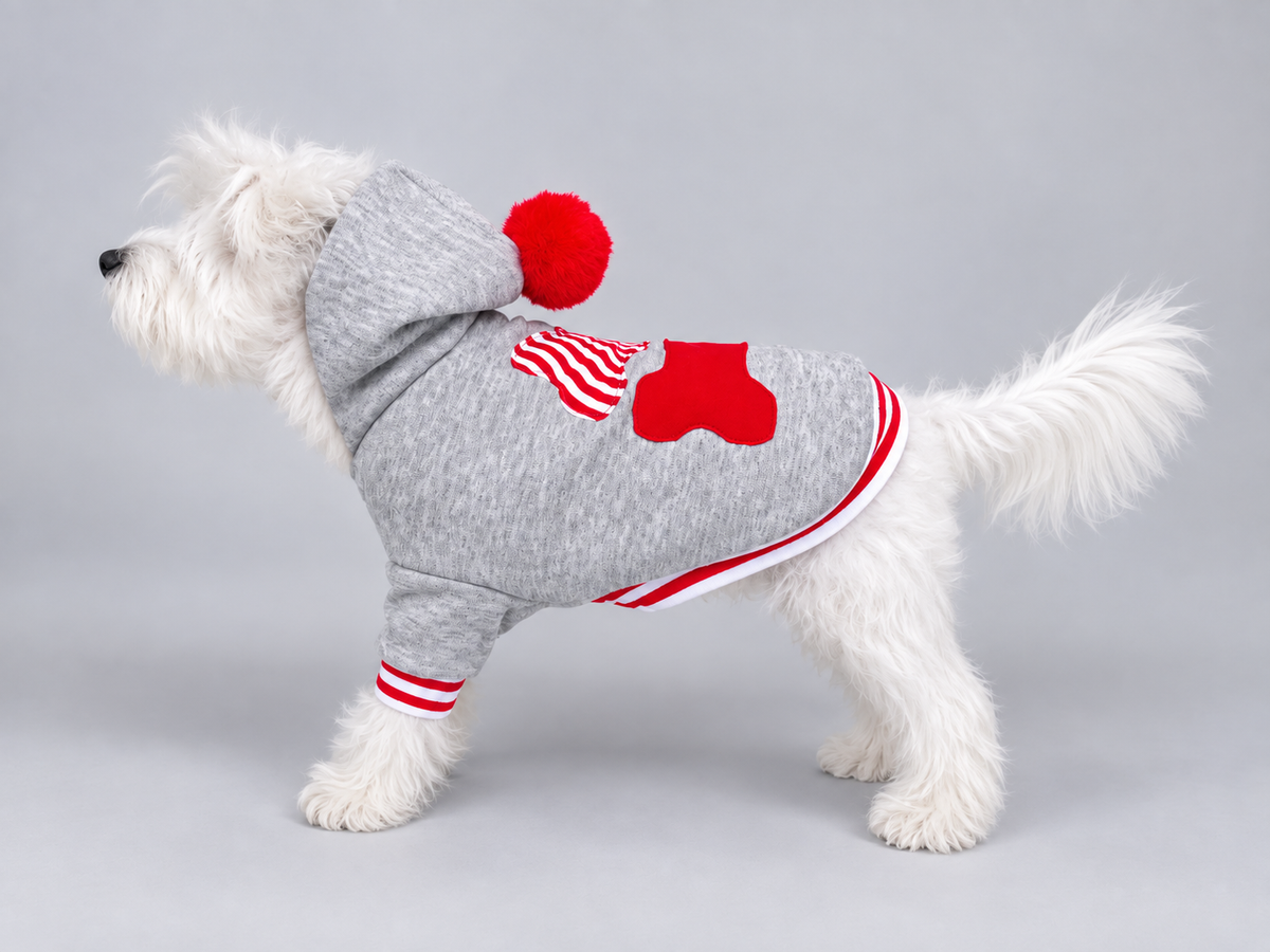 Heather Gray Bone Patches Dog Hoodie