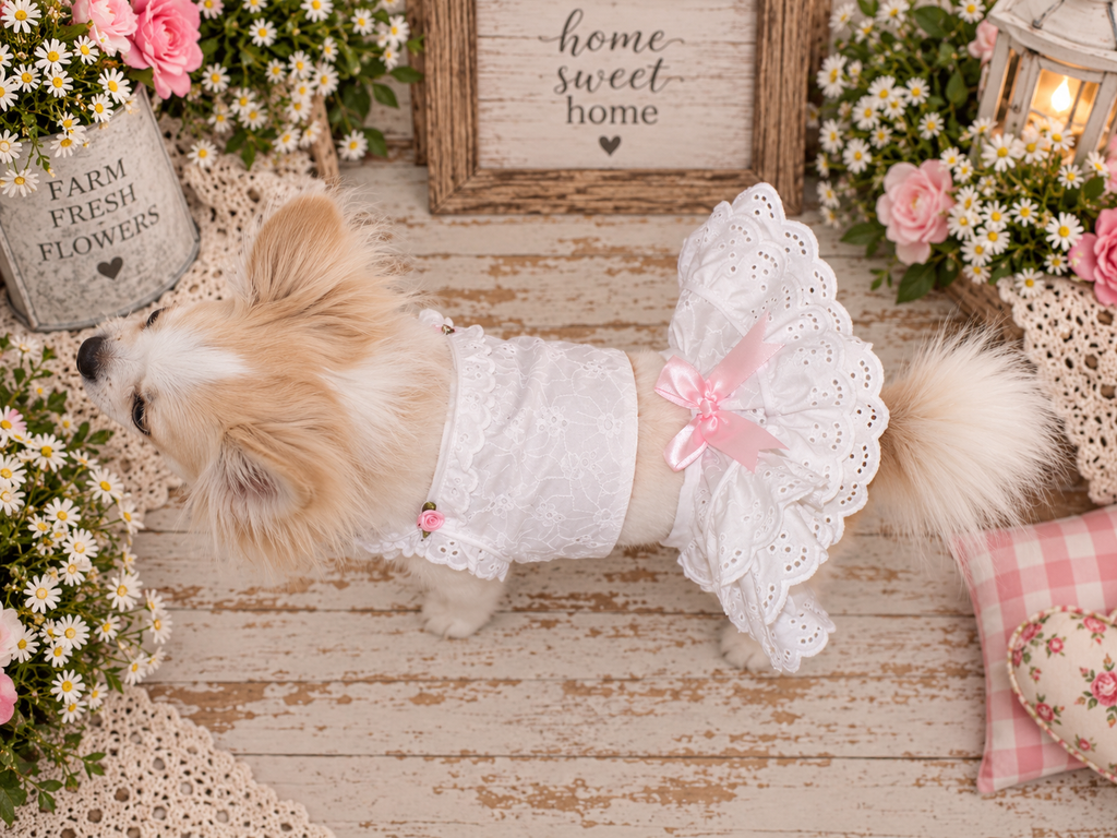 Pink Rose Cottage Ruffle Set