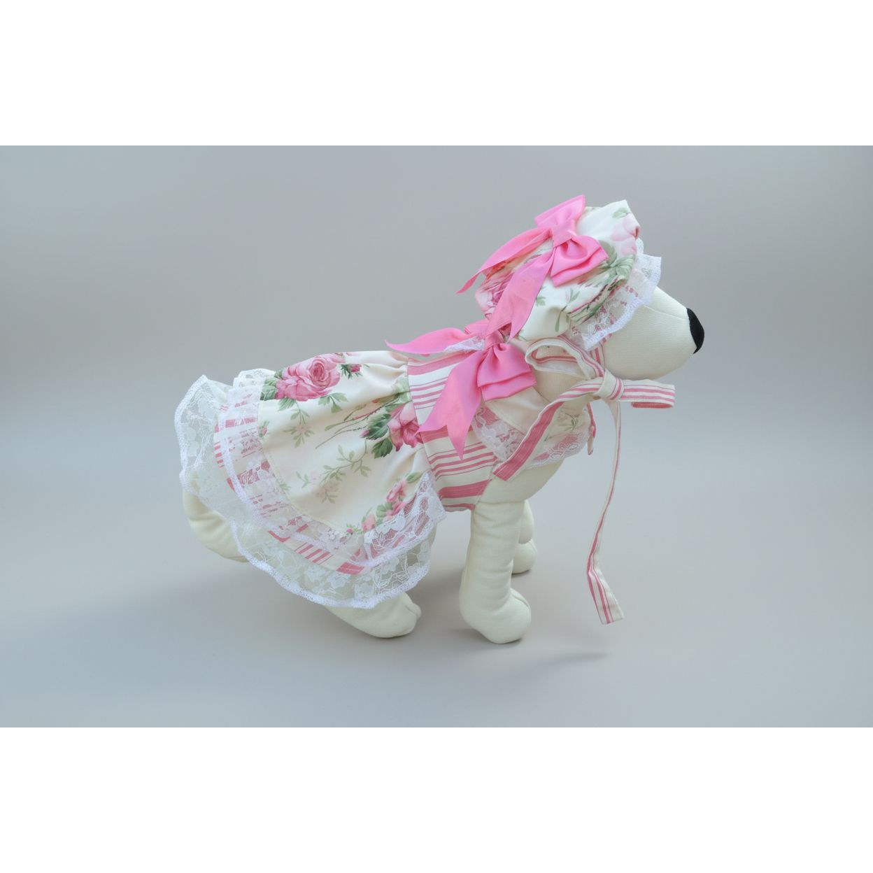 Shabby Roses Dog Dress with matching beret