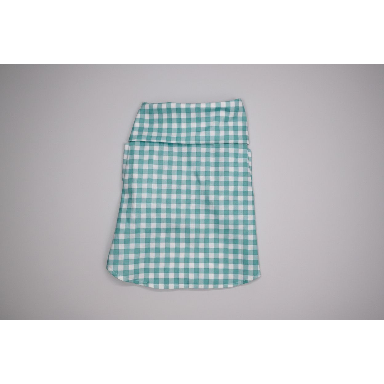 Seafoam green gingham checker short sleeve summer collar dog shirt.