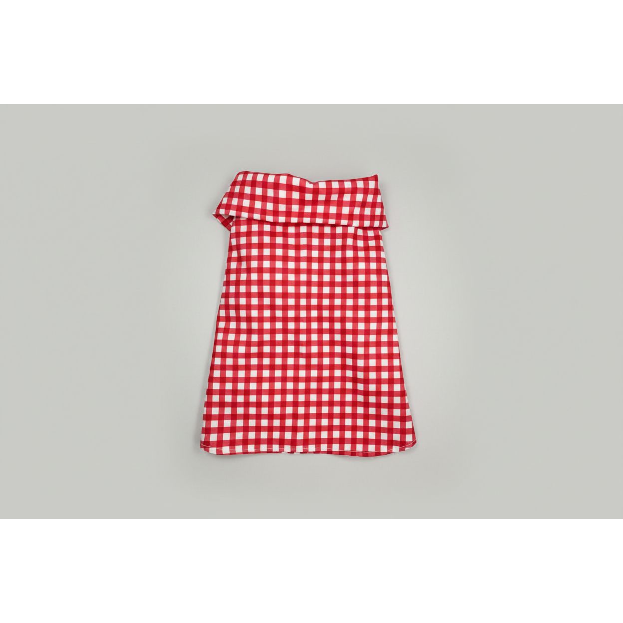 Red gingham checker short sleeve summer collar dog shirt.