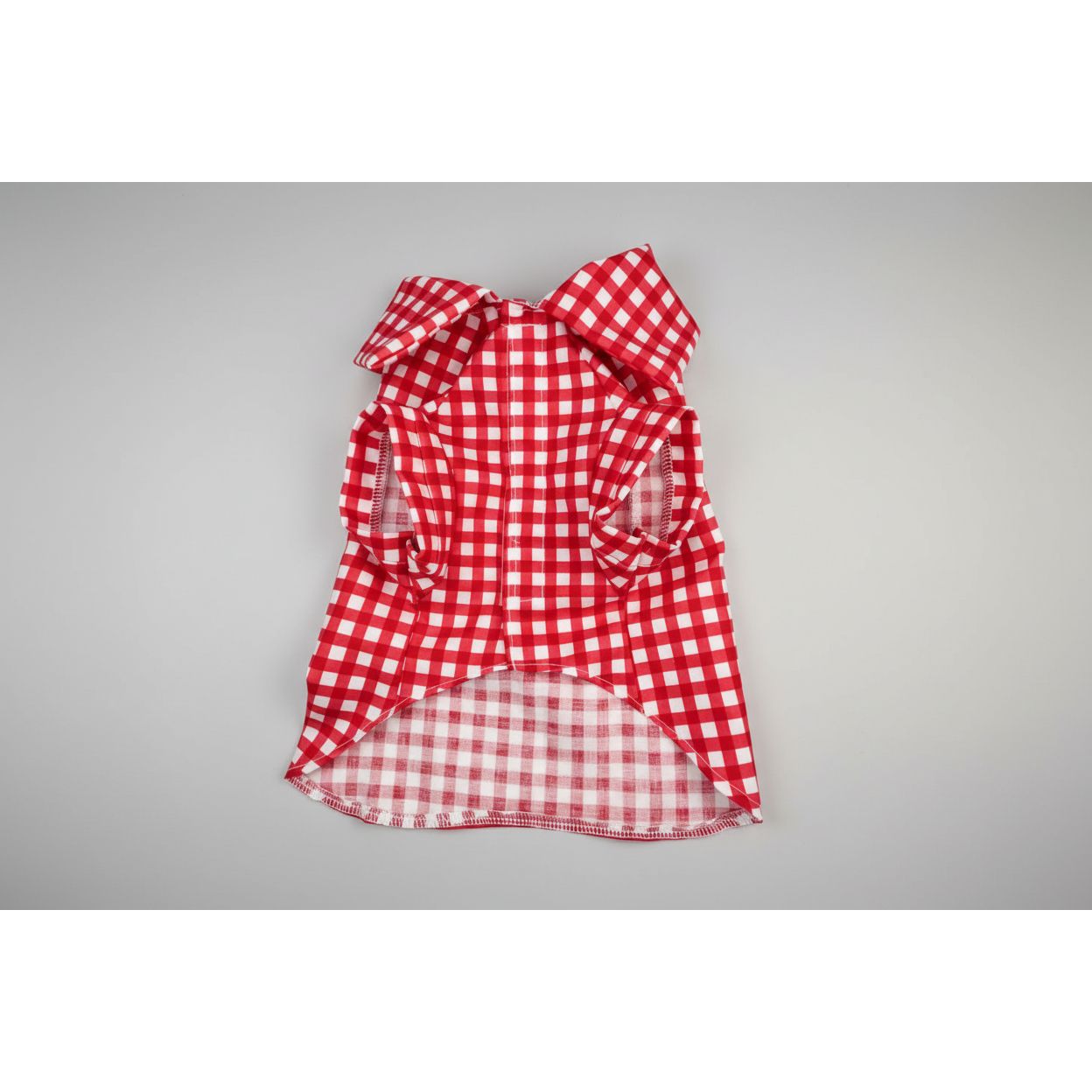 Red gingham checker short sleeve summer collar dog shirt.
