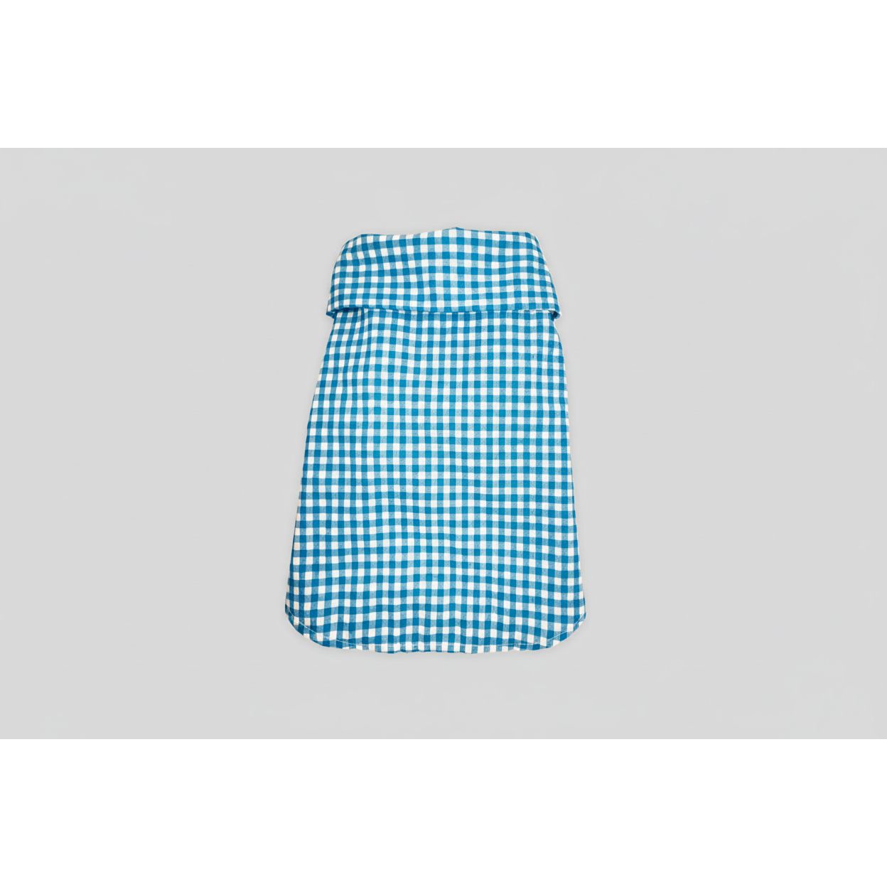 Teal gingham checker short sleeve summer collar dog shirt.