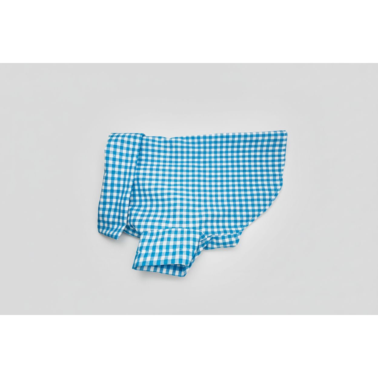 Teal gingham checker short sleeve summer collar dog shirt.