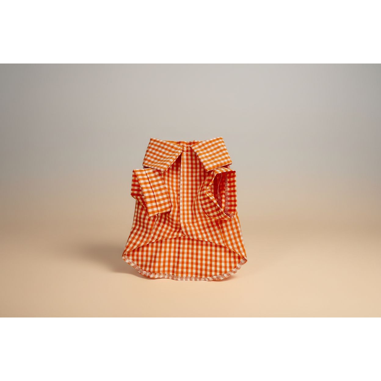 Orange gingham checker short sleeve summer collar dog shirt.