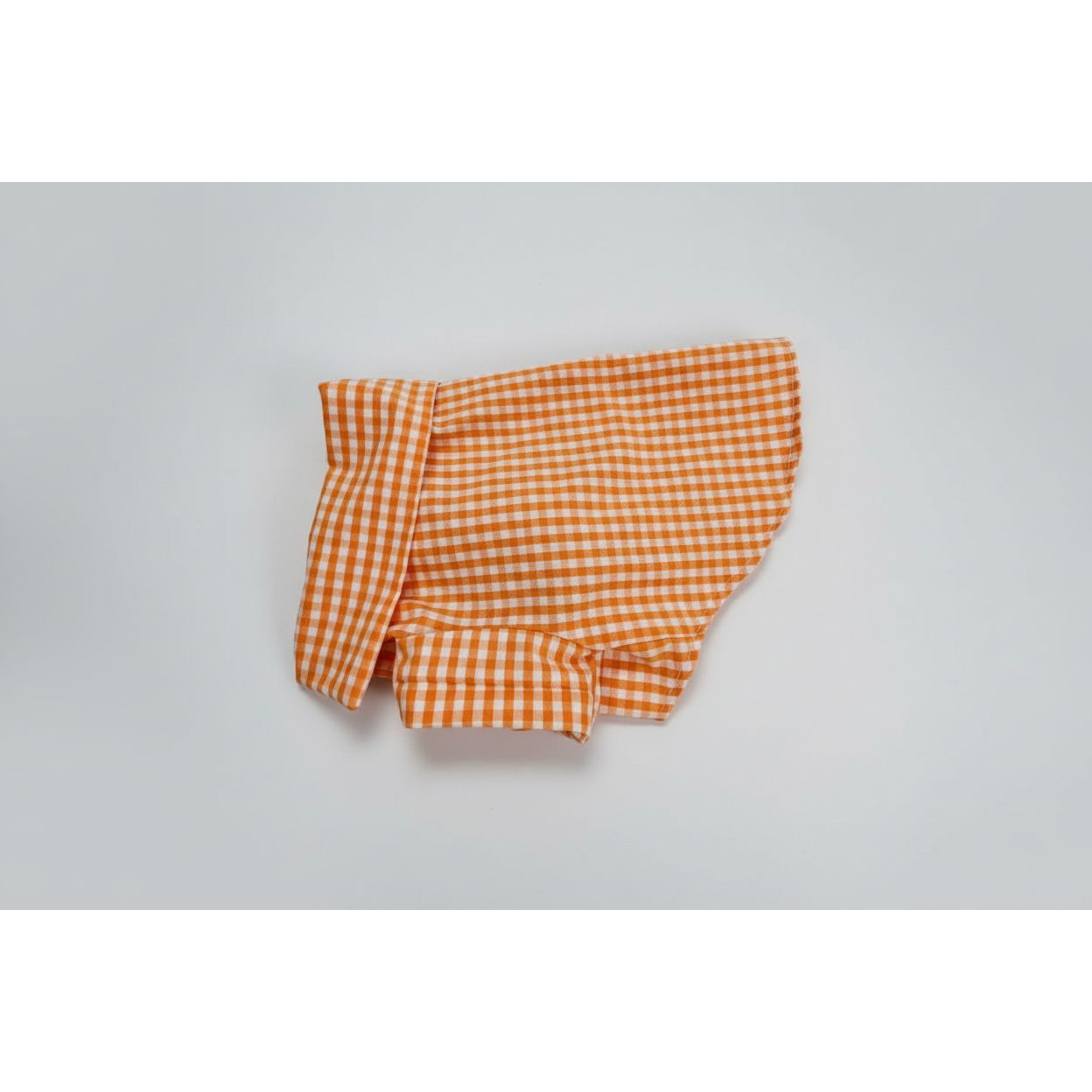 Orange gingham checker short sleeve summer collar dog shirt.
