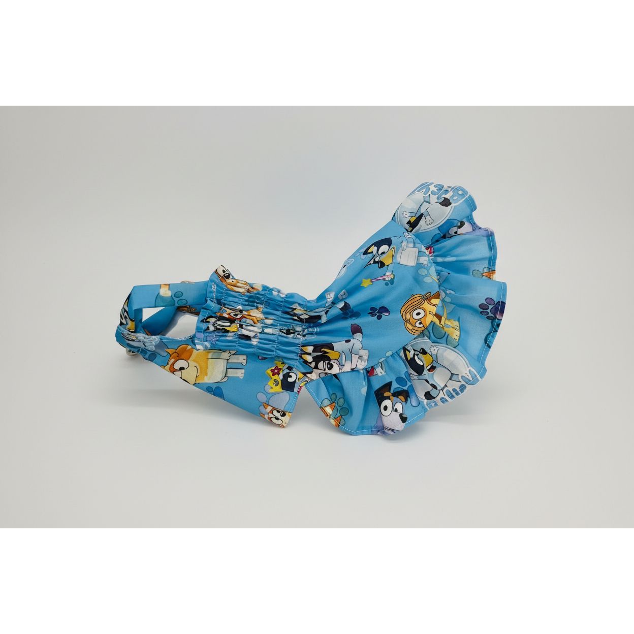 Bluey cartoon pattern elastic shirred summer dog dress