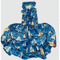 Sail boat pattern elastic shirred summer dog dress