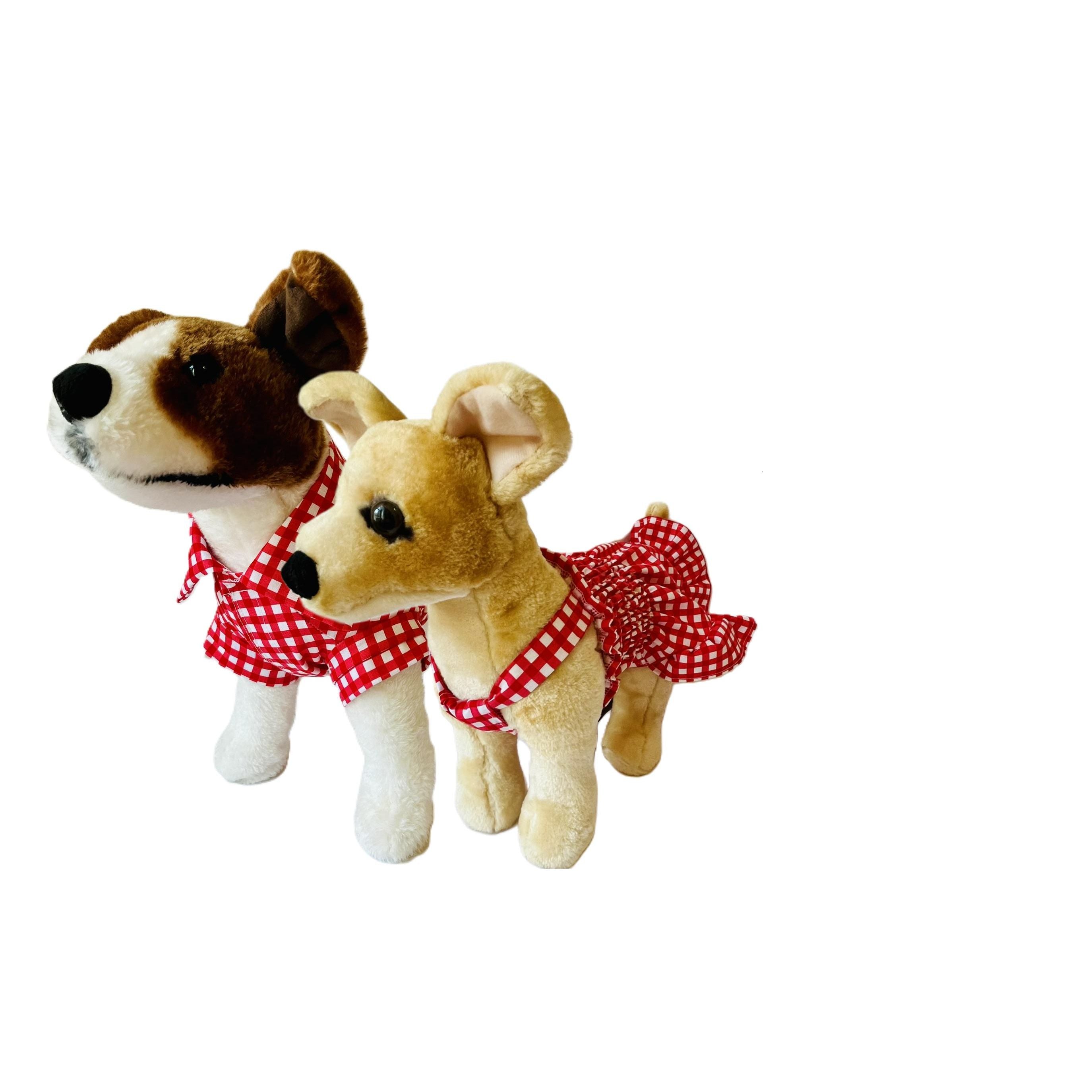 Red gingham checker short sleeve summer collar dog shirt.