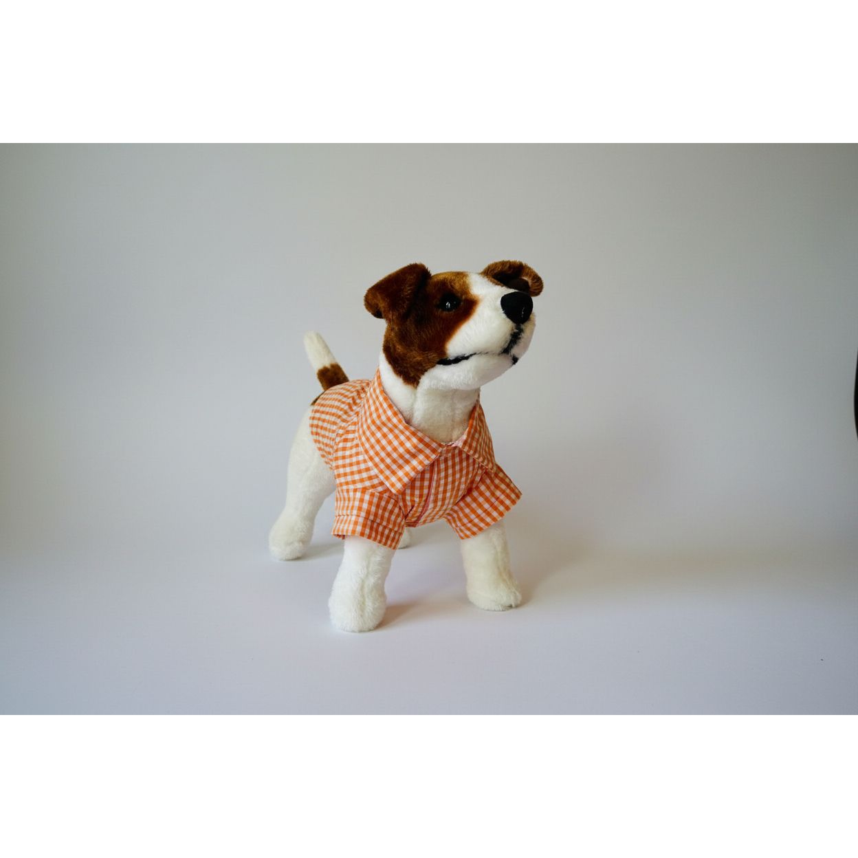 Orange gingham checker short sleeve summer collar dog shirt.