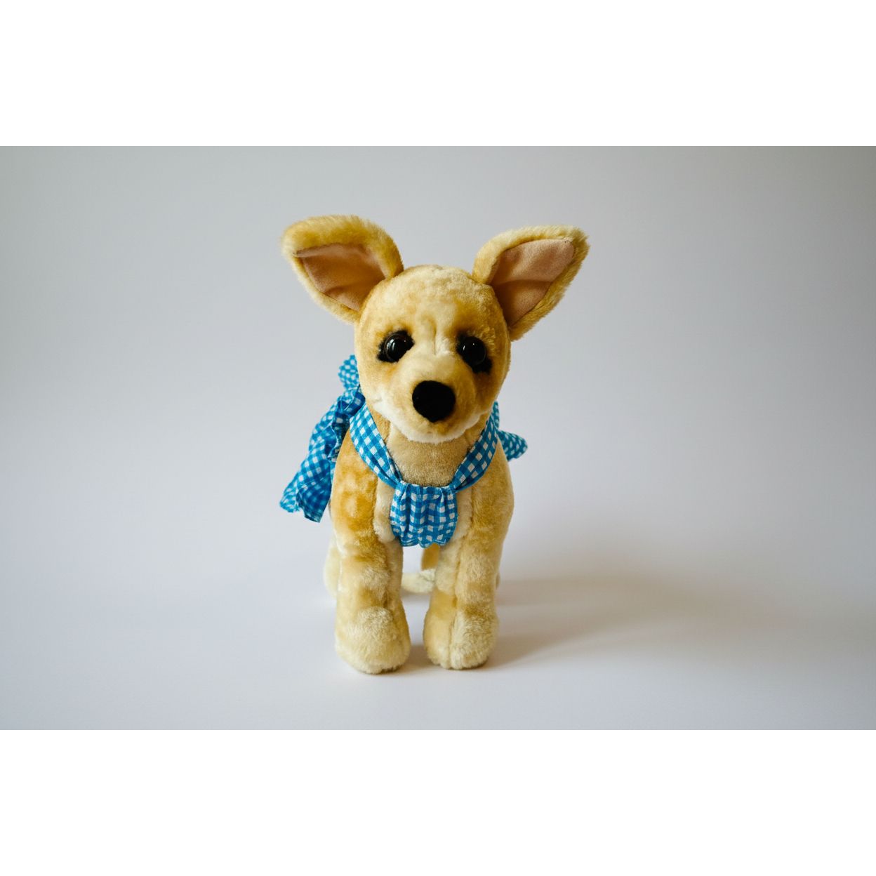 Teal gingham elastic shirred summer dog dress.