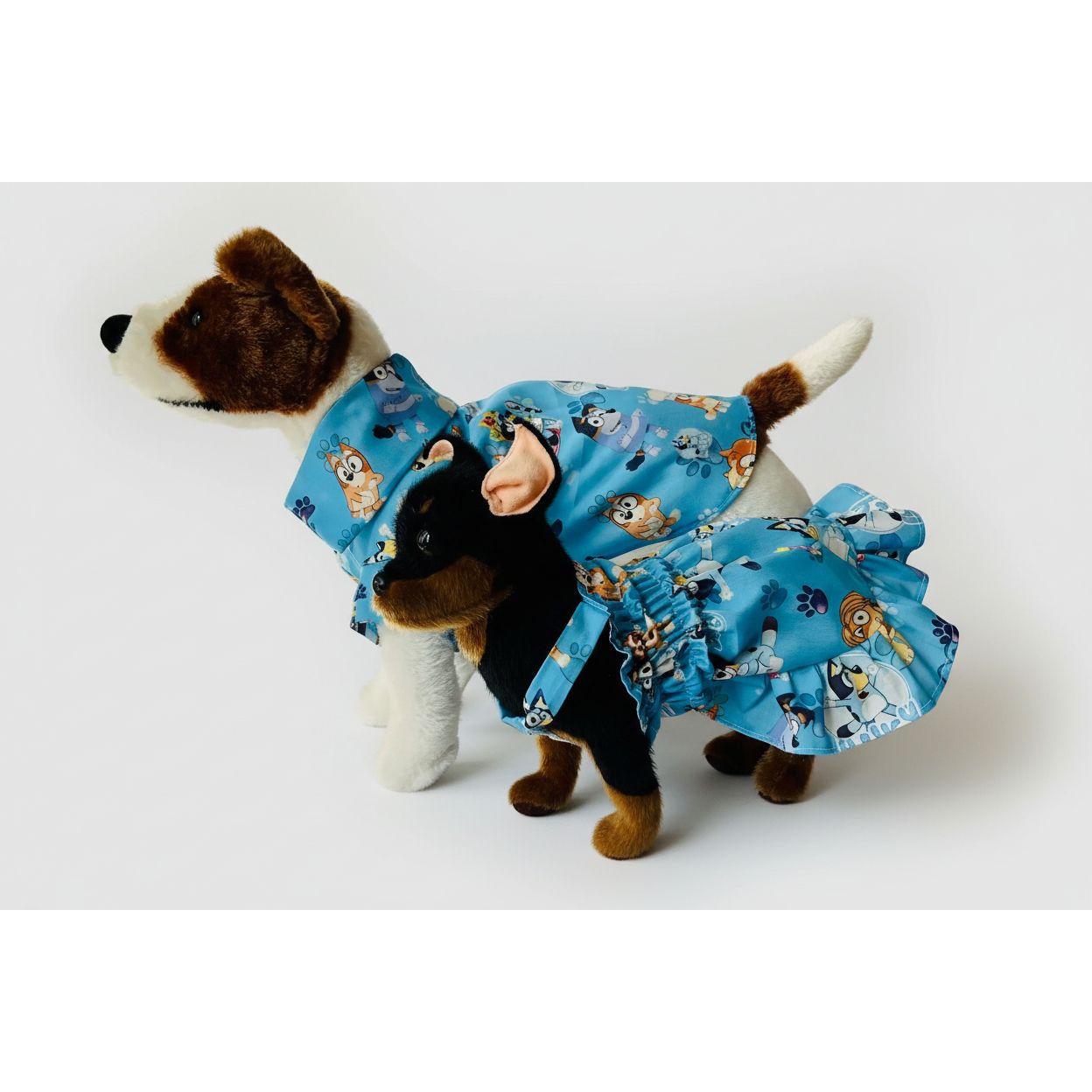 Bluey cartoon pattern elastic shirred summer dog dress