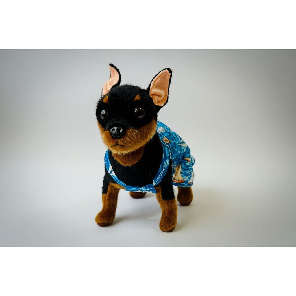 Sail boat pattern elastic shirred summer dog dress