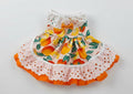 dog dress with fruit pattern on a white background