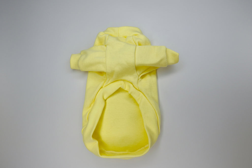 Yellow dog hoodie on a white background