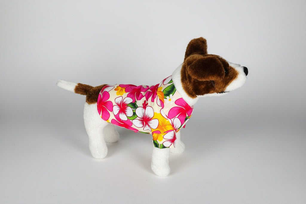 Pink Hawaiian collar dog shirt
