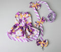 Purple Roses Dog Harness Dress with Matching Leash
