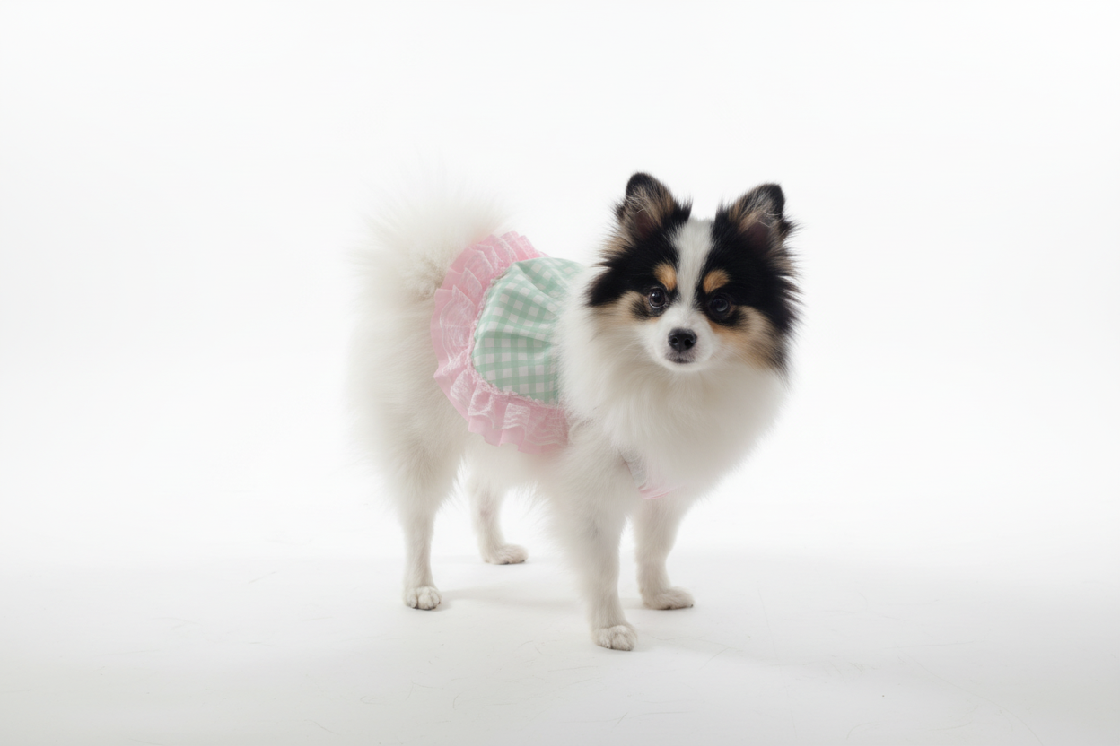 Mint green gingham dog dress