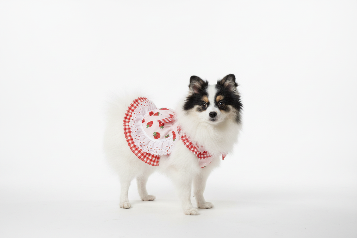 Adorable red delicious strawberry pattern dog dress