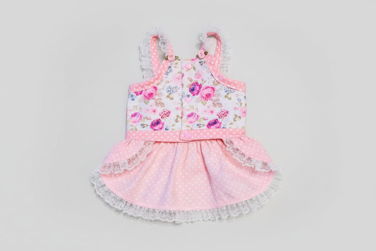 Pink Polka Dots and Rose Garden Dog Dress