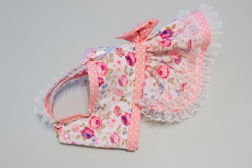 Pink Polka Dots and Rose Garden Dog Dress