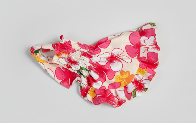 Pink and cream summer Hawaiian dog dress