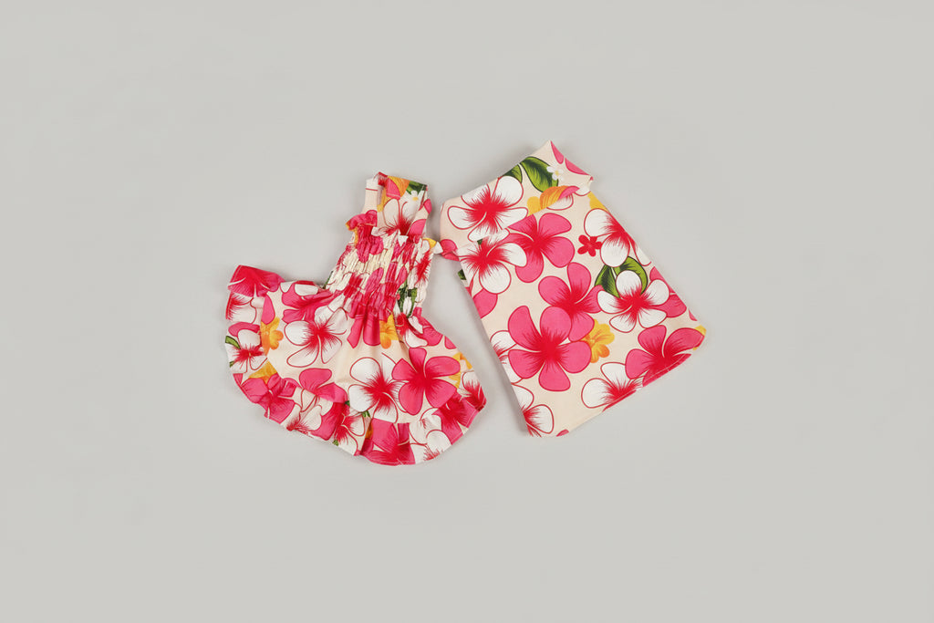 Pink and cream summer Hawaiian dog dress