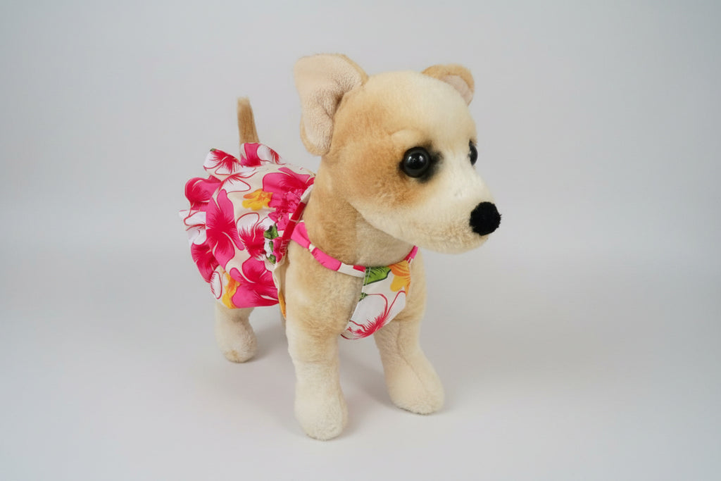 Pink and cream summer Hawaiian dog dress