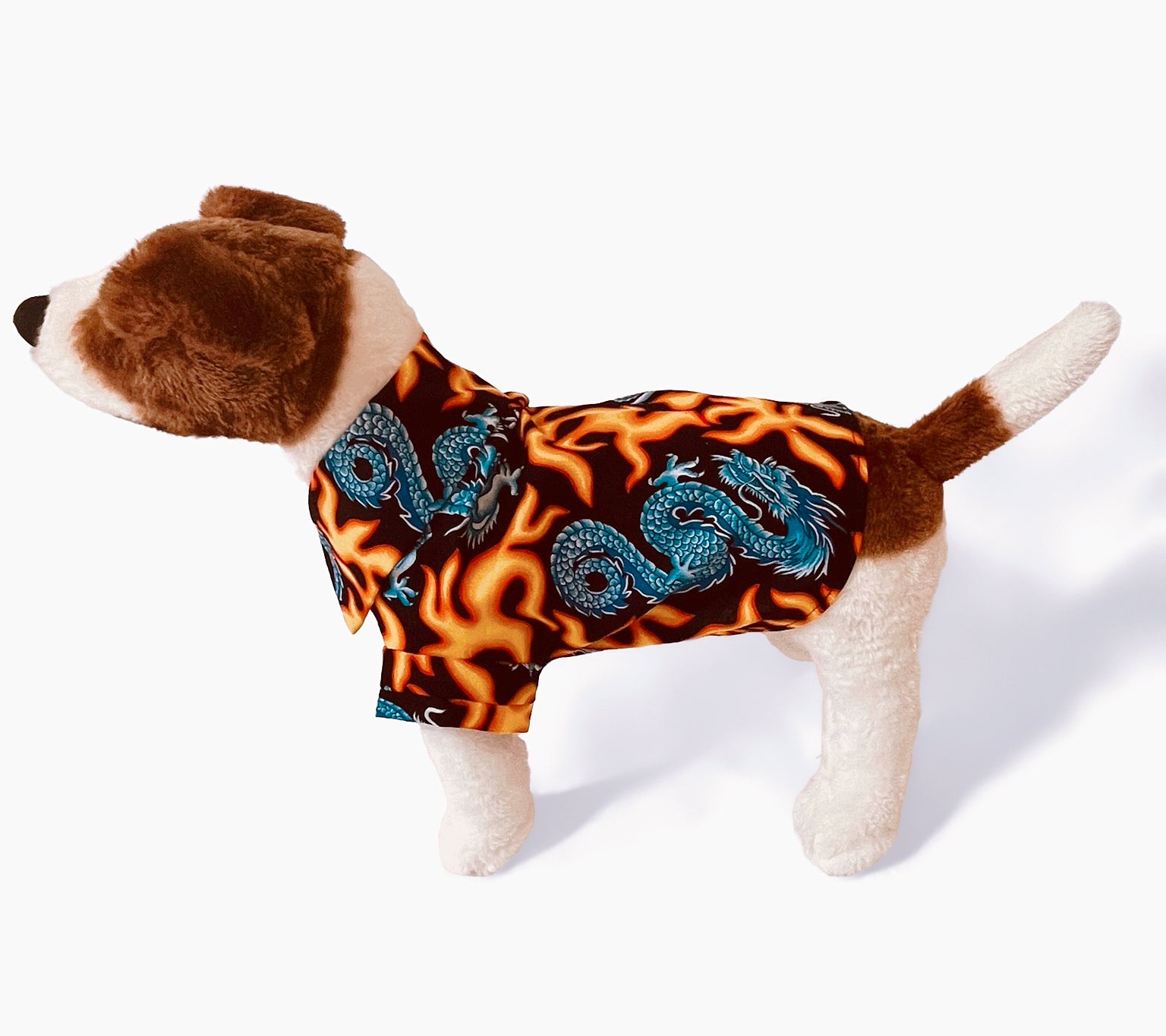 Orange Flames and Blue Dragons Collar Dog Shirt