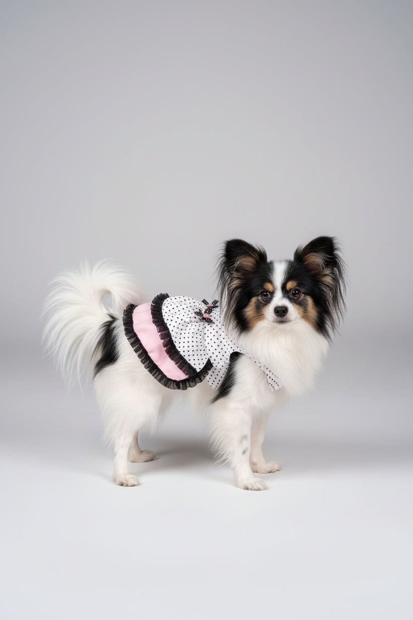 The Genevieve, Black and white polka dot dog dress