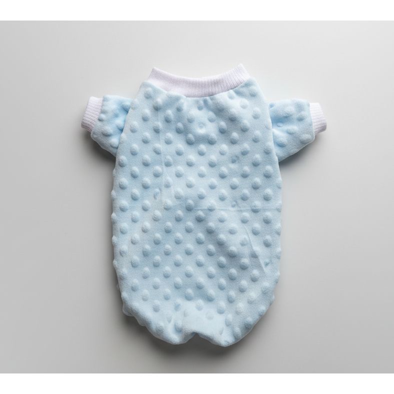 Soft baby blue minky dot dog sweater