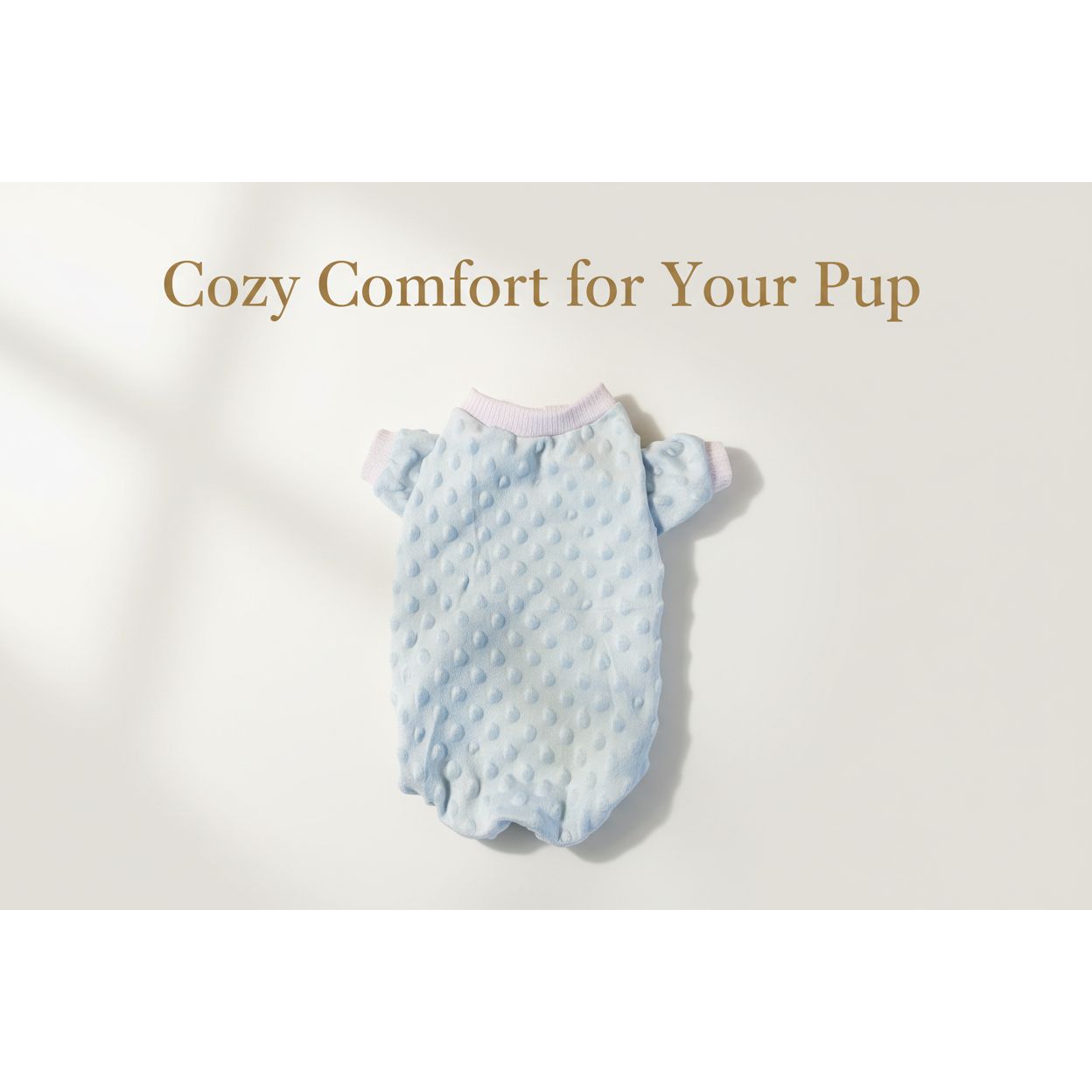 light blue dog sweater with textured dots