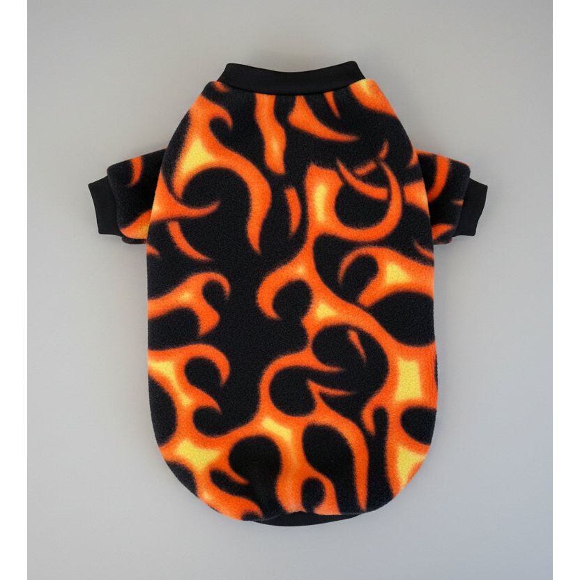 Flames fleece dog sweater
