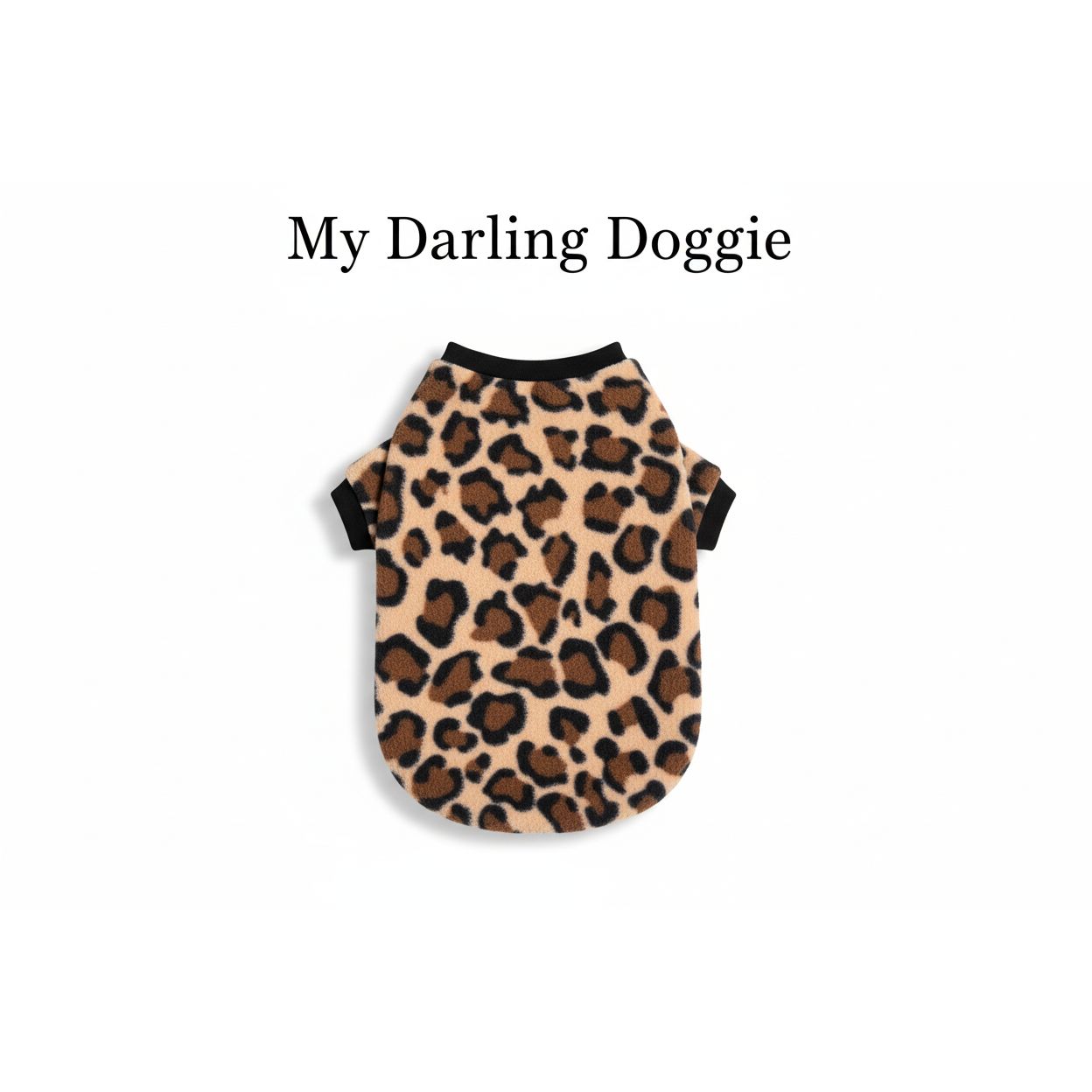 Leopard print dog sweater on a textured beige background