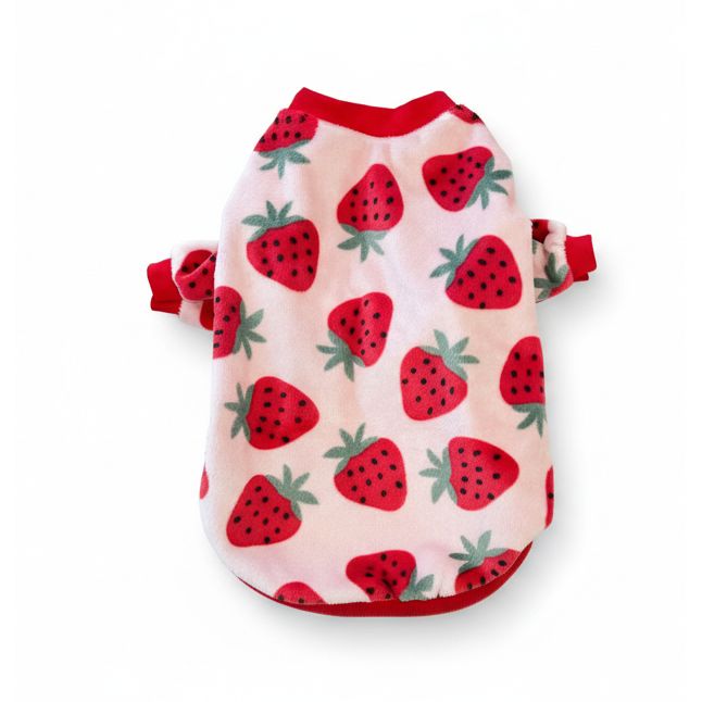 Small dog sweater with a strawberry pattern