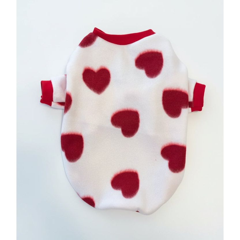 Hearts fleece dog sweater
