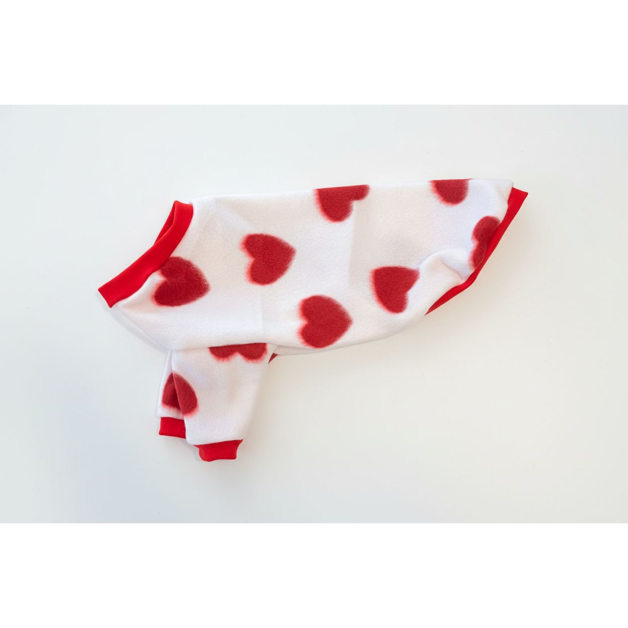 red hearts fleece dog sweater