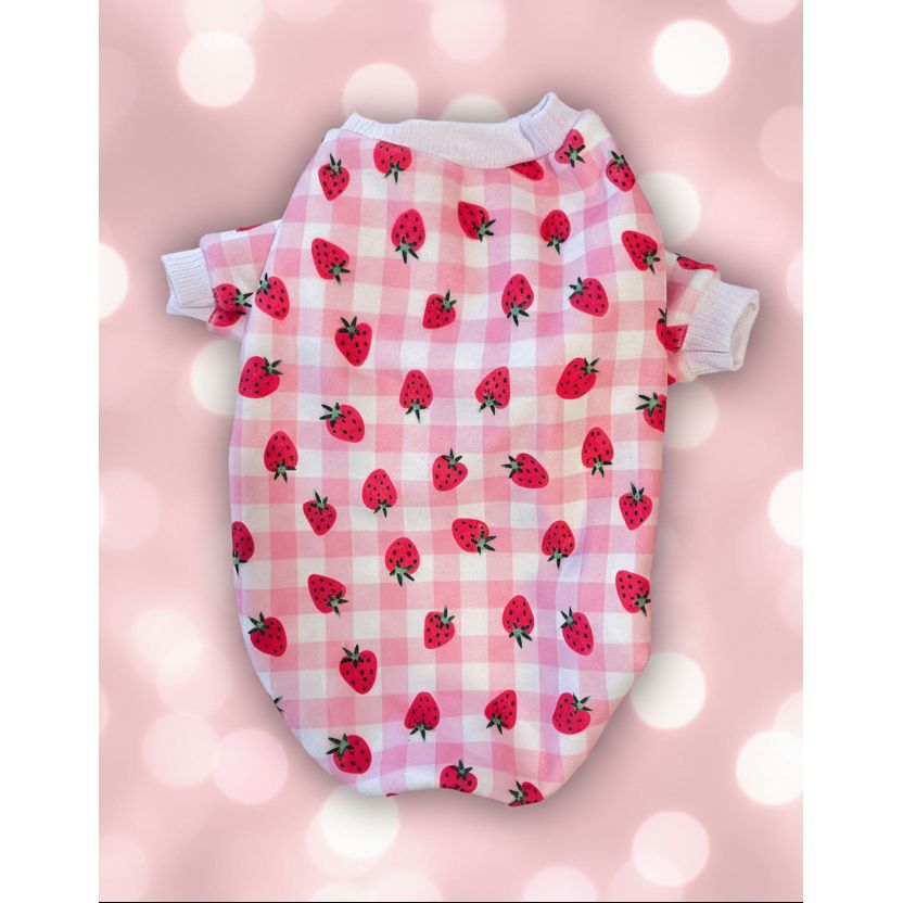 strawberry pattern small dog sweater