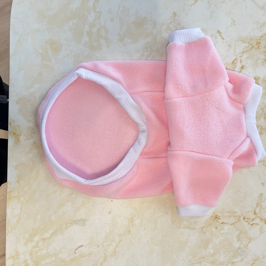 Baby pink fleece dog sweater