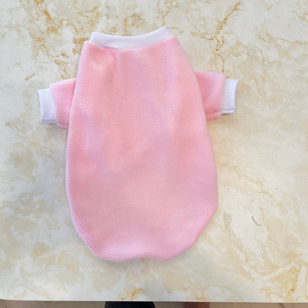 Baby pink fleece dog sweater