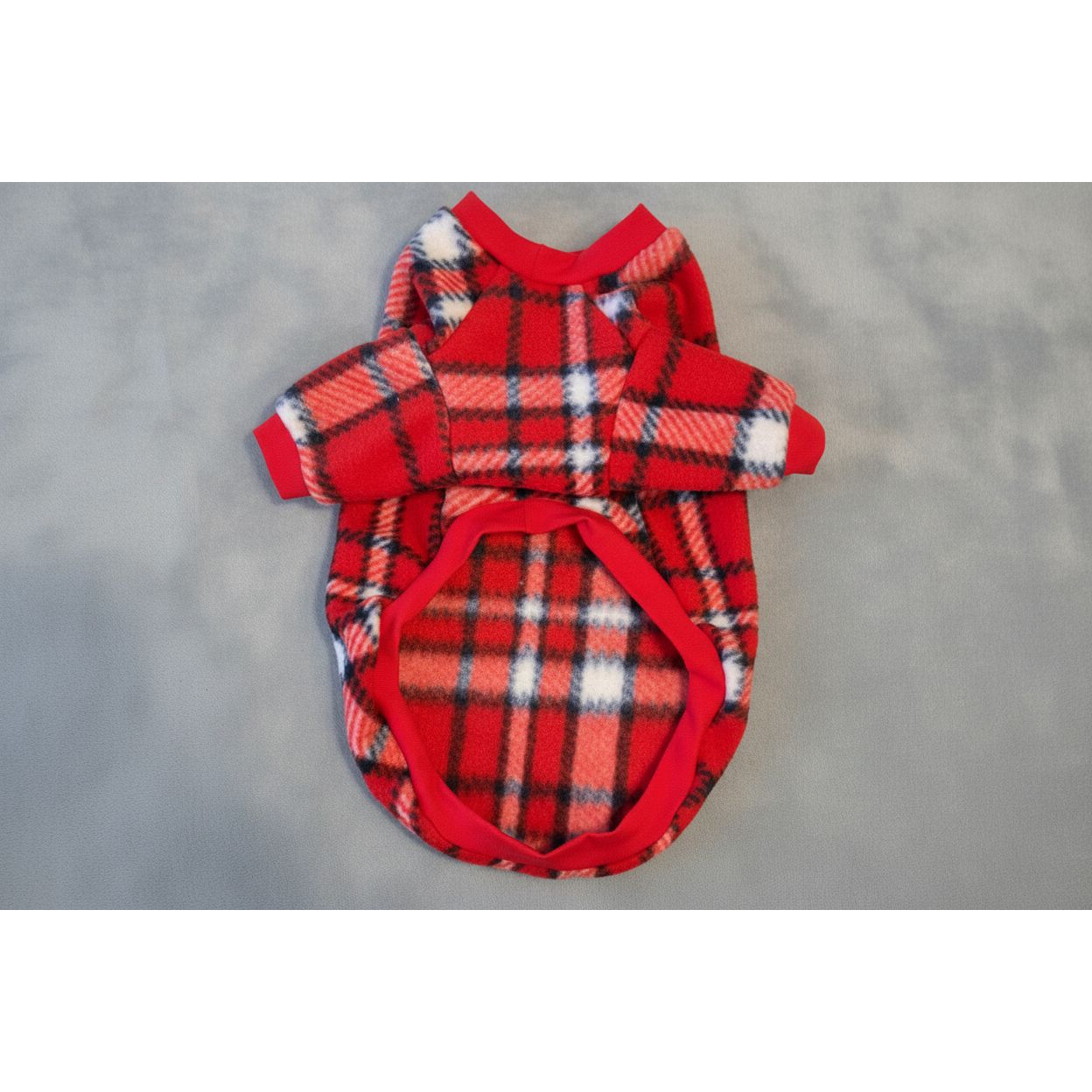 Red plaid fleece dog sweater