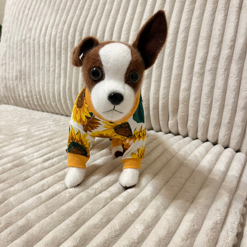 Yellow big sunflower print cotton dog pajamas