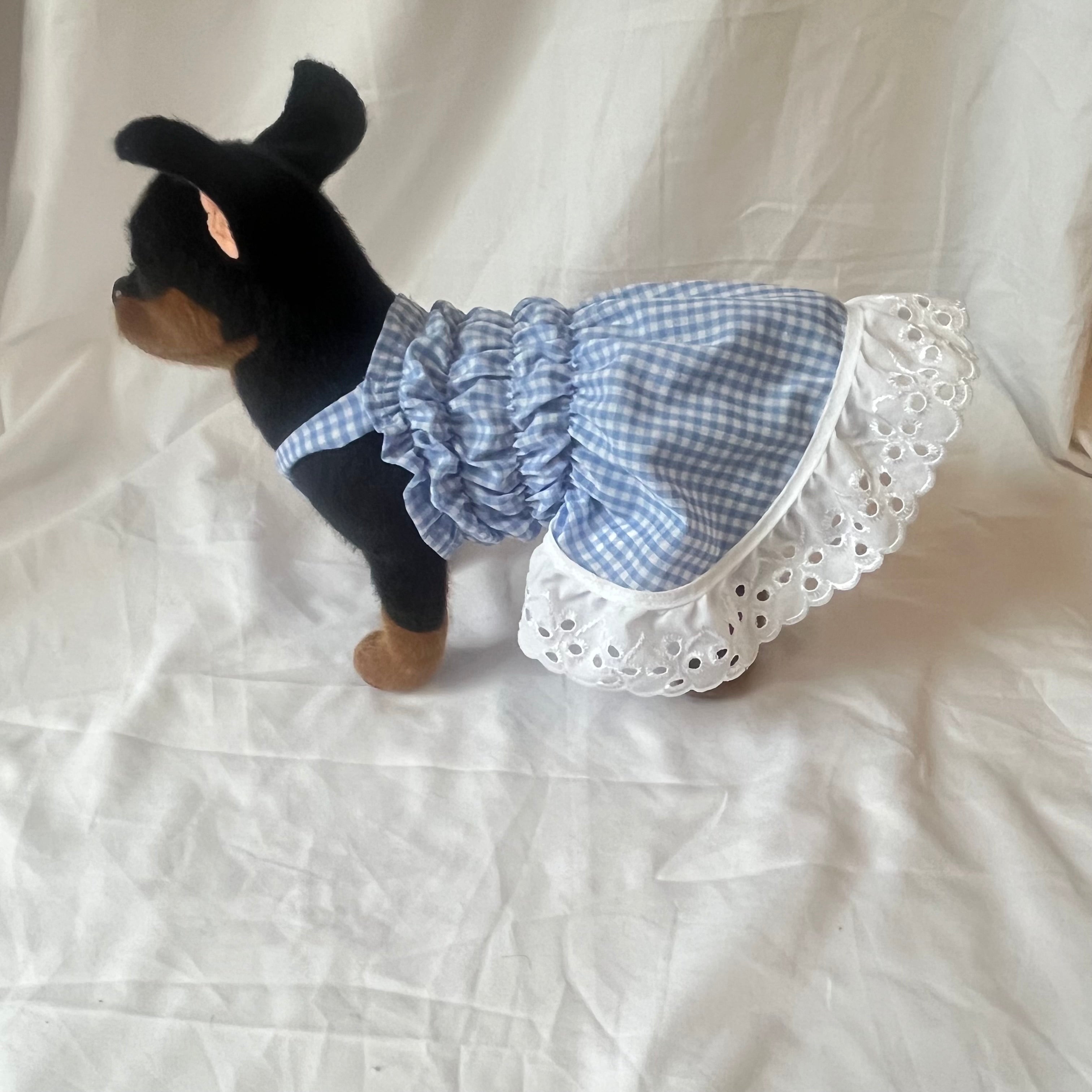 Blue Gingham Dog Dress