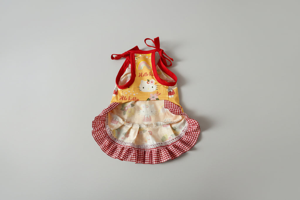 Summer yellow and red gingham Hello kitty Dog Dress
