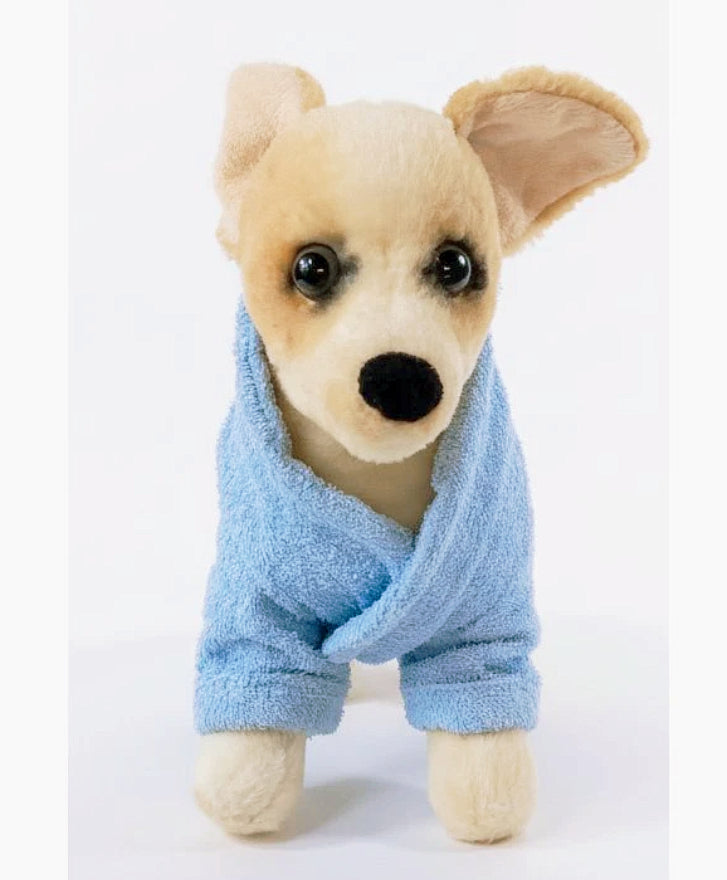 100% cotton terry blue dog robe