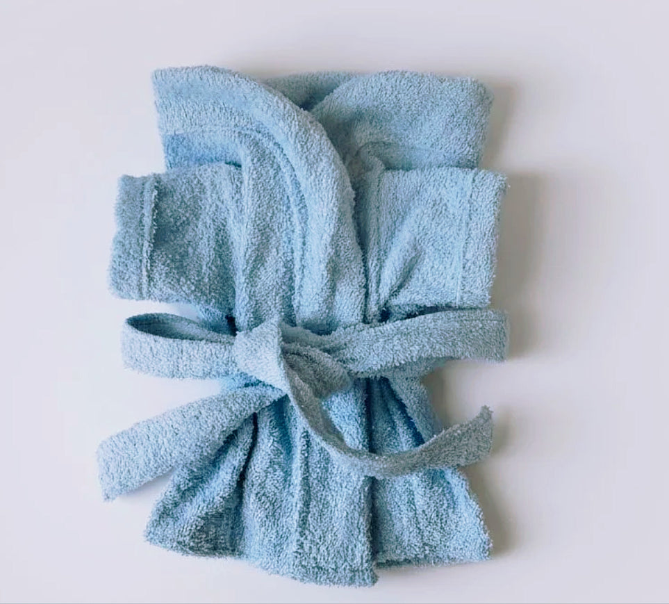 100% cotton terry blue dog robe