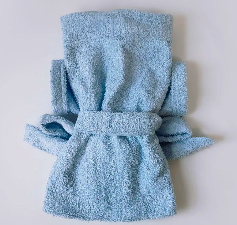 100% cotton terry blue dog robe